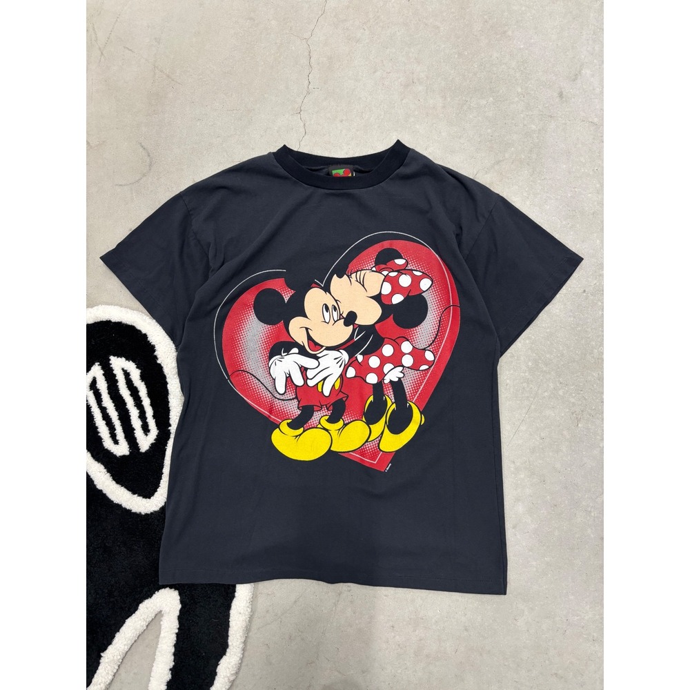 Vintage Mickey Unlimited Mickey Minnie Mouse Heart T-Shirt Black Large